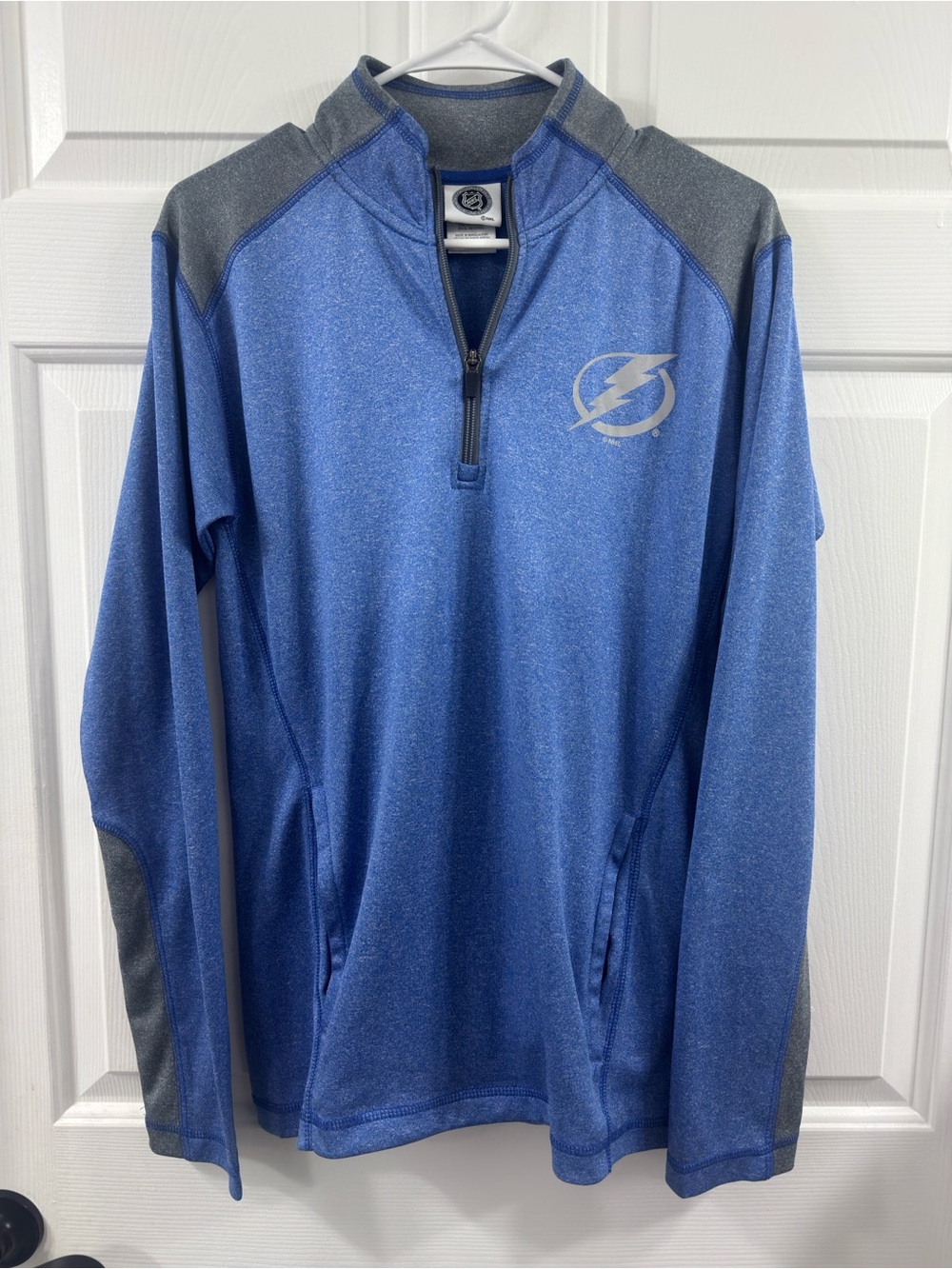 NHL Blue and Gray Lightning Quarter-Zip Performance Jacket